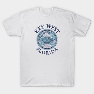 Key West, Florida, with Stone Crab on Windrose T-Shirt